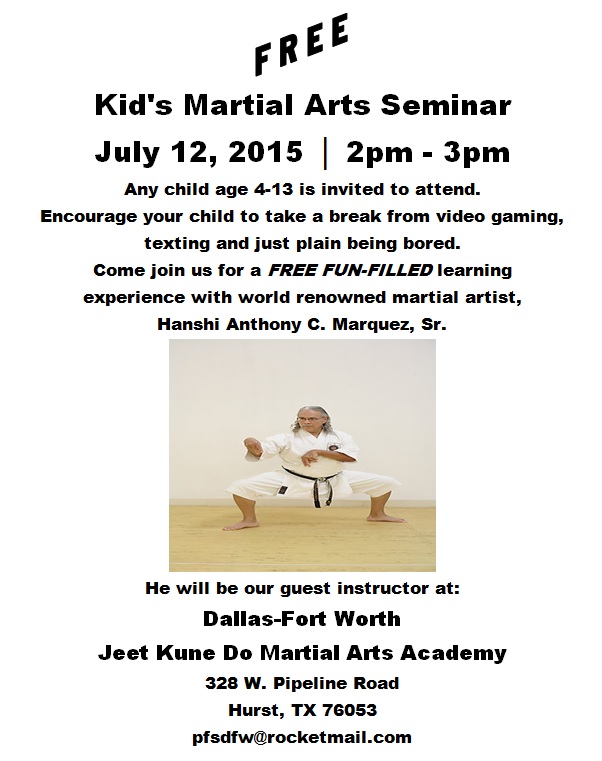 Free kids seminar by Hanshi Marquez