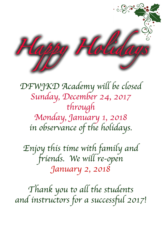 DFWJKD Holiday Schedule